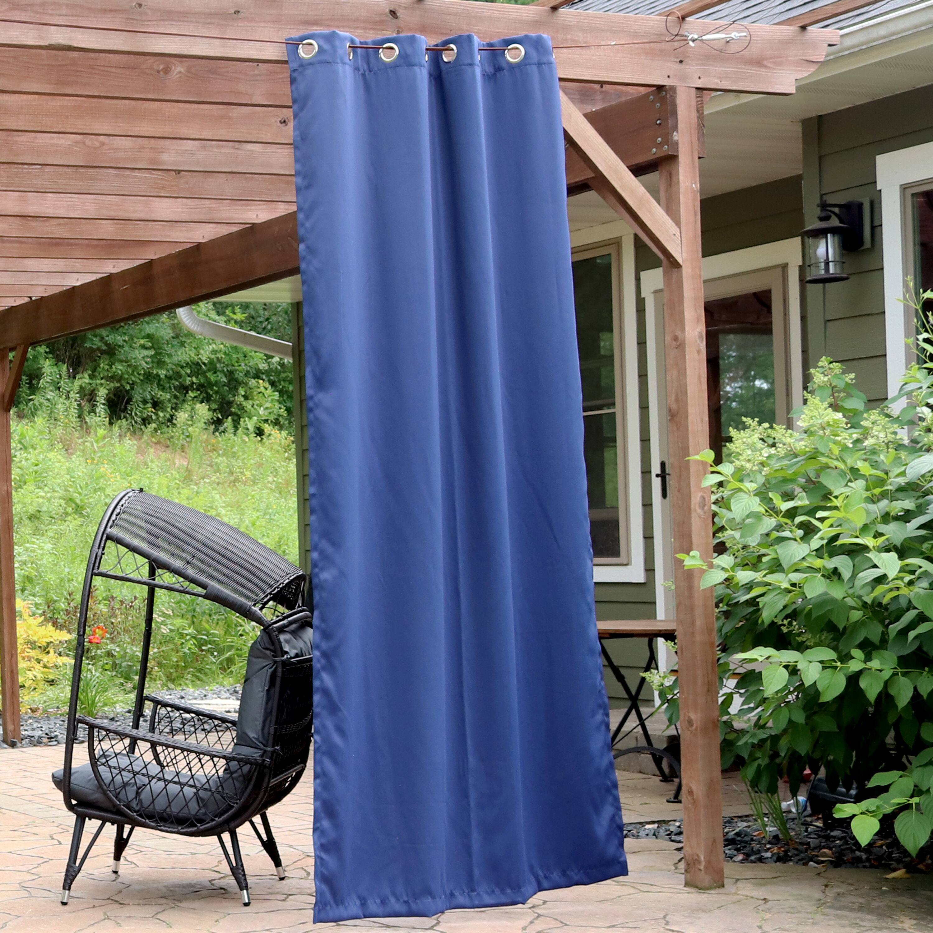Alt View 1. Sunnydaze - Outdoor Blackout Curtain Panel - 52 in x 108 in - Blue.