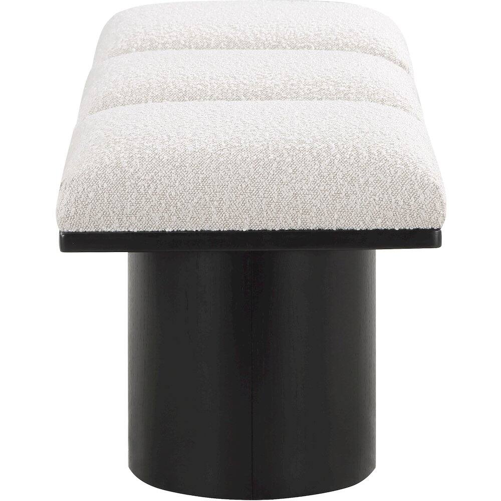 Left. Meridian Furniture - Pavilion Cream Boucle Fabric Bench - Cream Boucle Fabric.