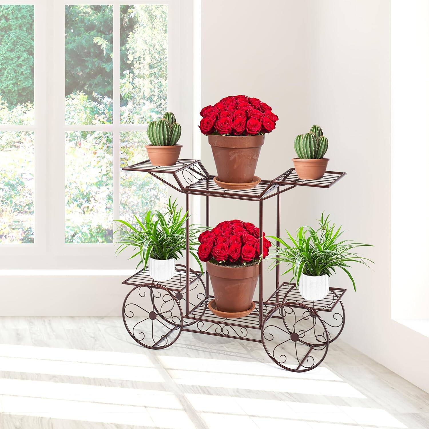 Back. Sorbus - Sorbus® Garden Cart Stand & Flower Pot Plant Holder Display Rack, 6 Tiers, Parisian Style - Home, Garden, Patio - Bronze.