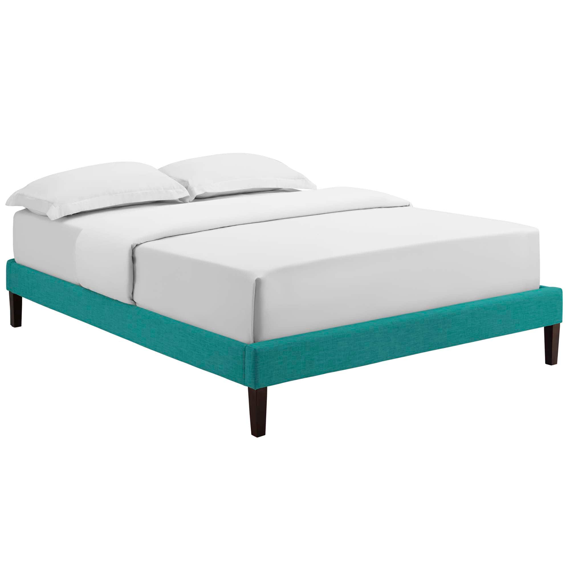 Photos - Bed Modway  Tessie Fabric Full  Frame with Squared Tapered Legs - Blue MWY-MOD-5897-TEA 