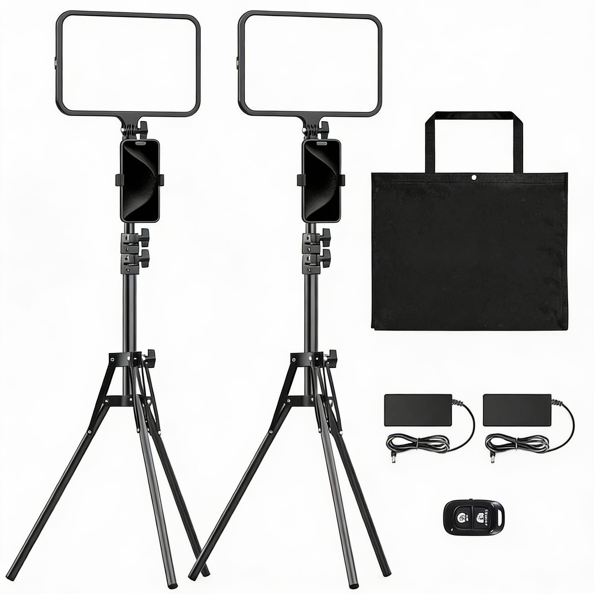 Alt View 1. OMOMMD - Led Video Light Kit Photography Lighting Studio Lights With Tripod Stand And Phone Holders Podcast For Reco... - 1-pack.