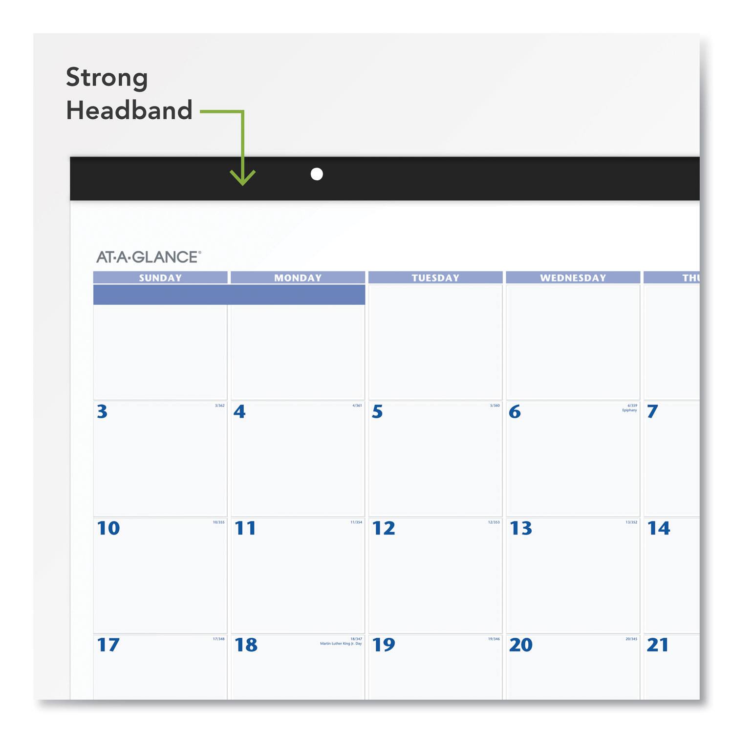 Strong Headband

AT-A-GLANCE

SUNDAY | MONDAY | TUESDAY | WEDNESDAY | THURSDAY

3 | 4 | 5 | 6 | 7

10 | 11 | 12 | 13 | 14

17 | 18 | 19 | 20 | 21