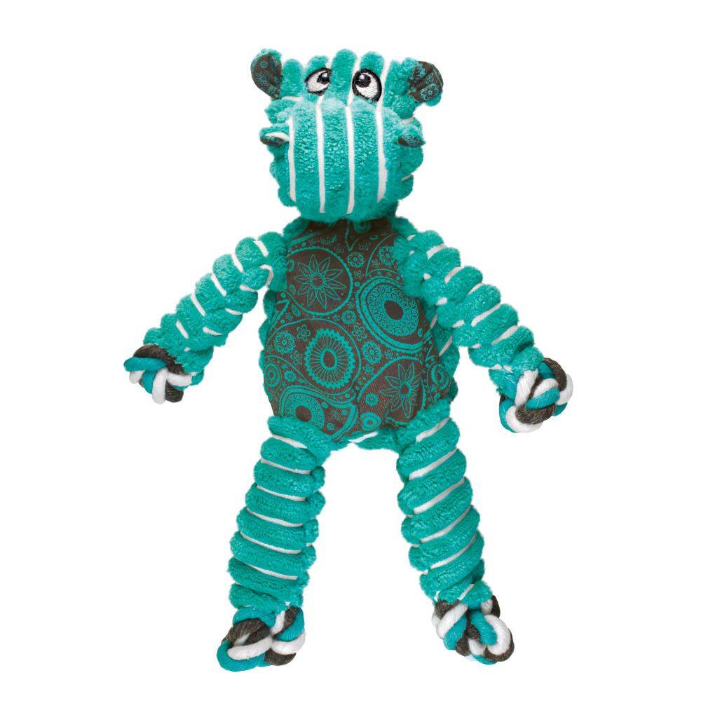 Front. KONG - Kong Floppy Knots Hippo Dog Toy in Large/Medium - Teal|Green.