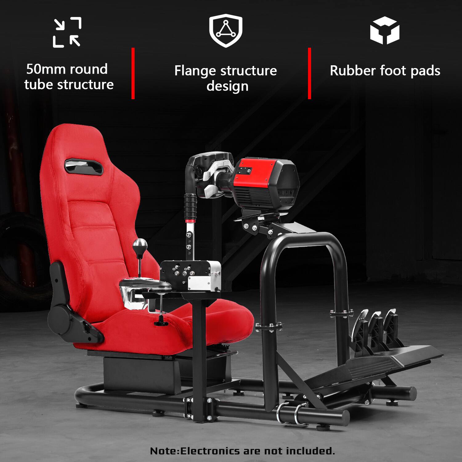 Dardoo Racing Simulator Cockpit with Red Suede Seat Frame Large Round ...