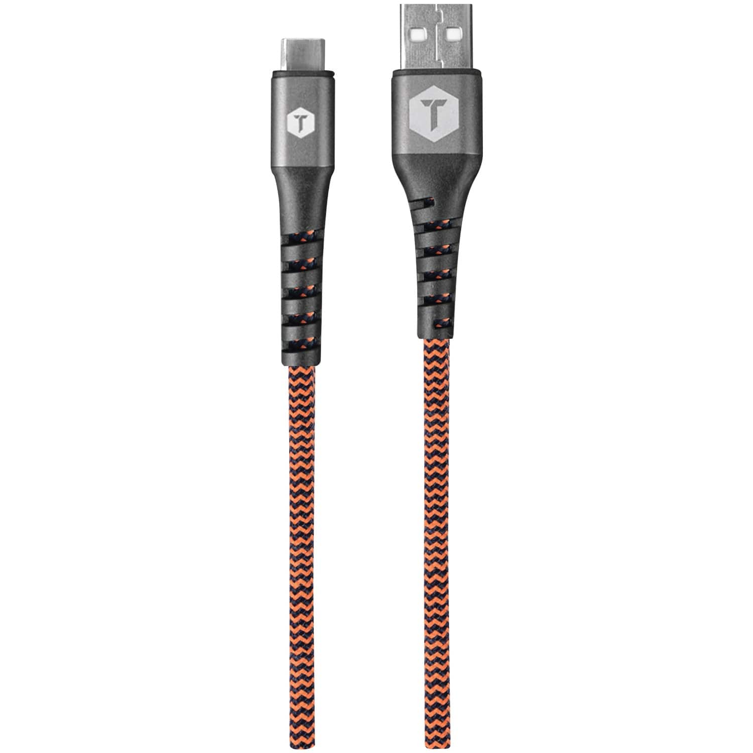 ToughTested - Charge & Sync USB-A to USB-C Hi-Speed Braided-Fabric Cable, 6ft - Black