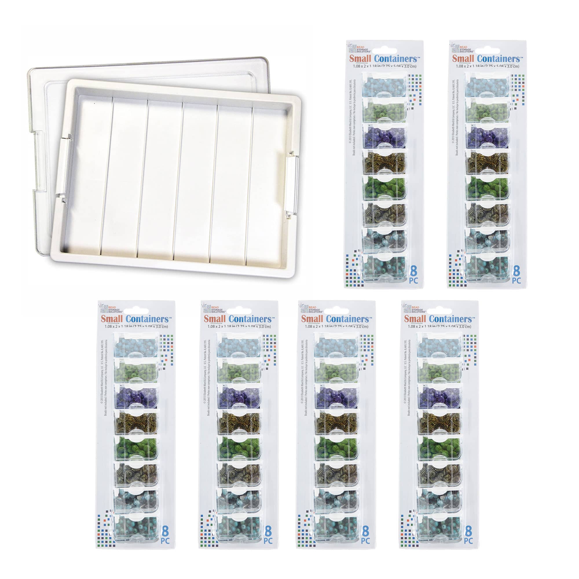 Bead Storage Solutions - Craft Organizer w/ Lid and Small 8 Pc Containers (6 Pack) - Clear