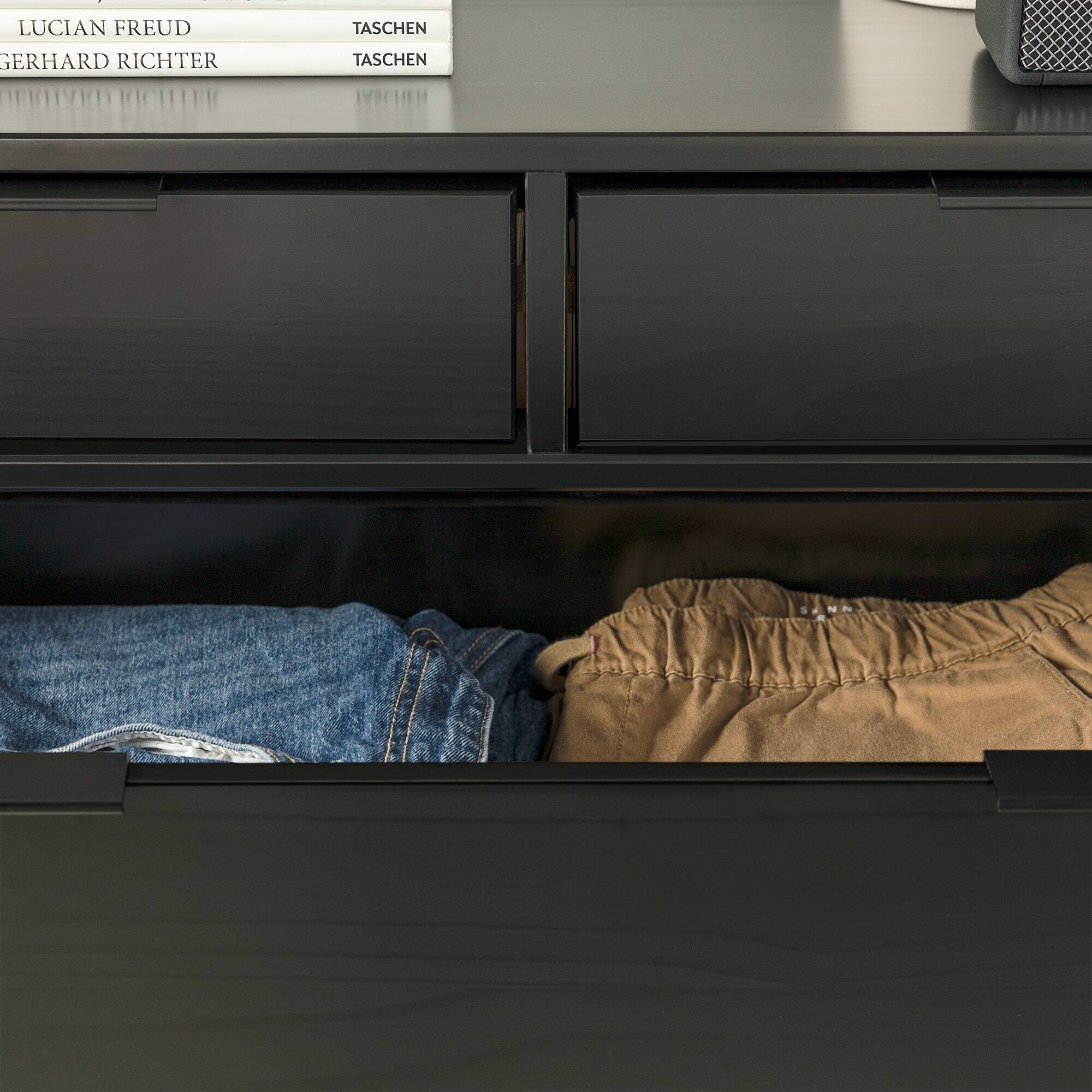 Alt View 19. Walker Edison - Mid Century Modern Solid Wood Tray-Top 6-Drawer Dresser - Black.