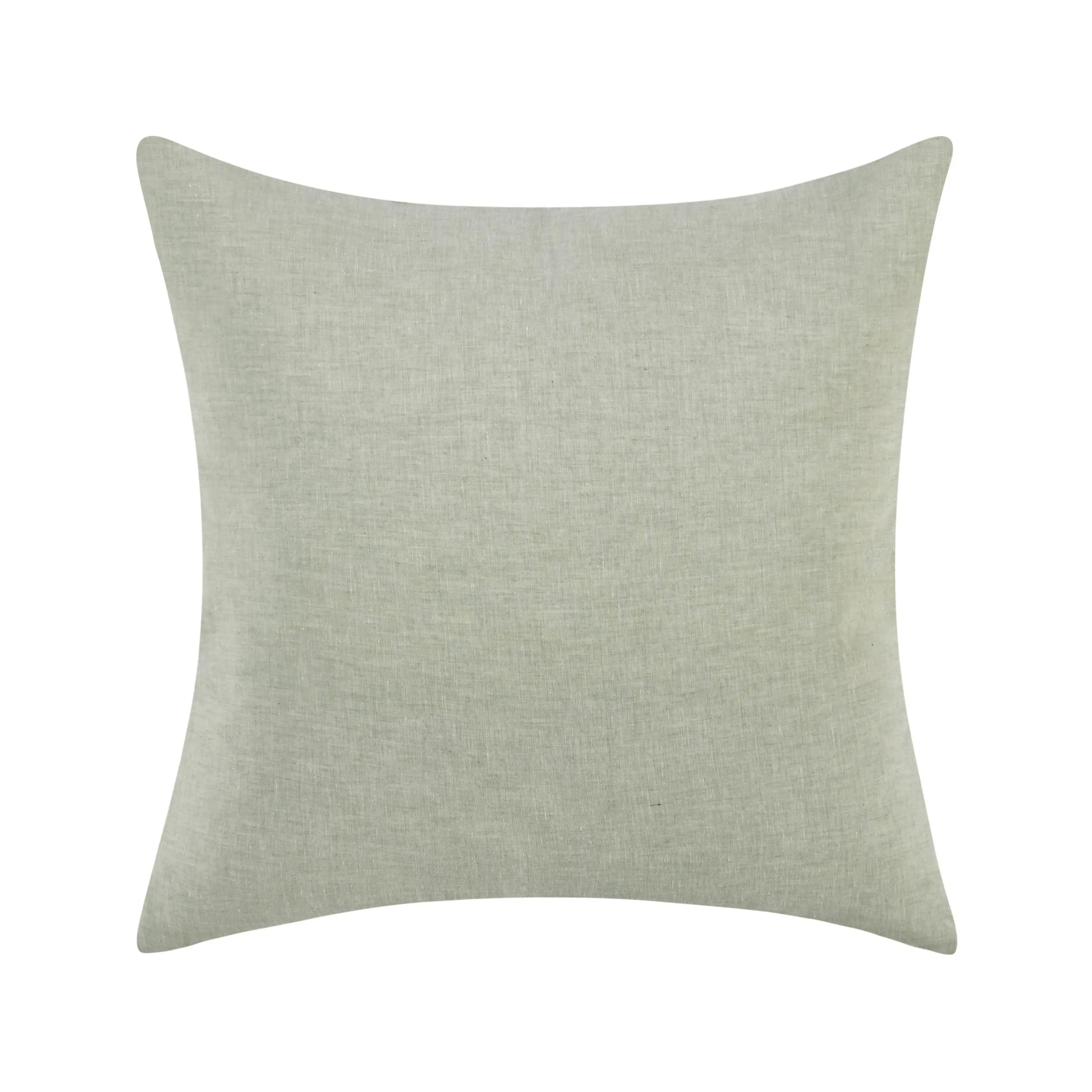 Front. Manhattan Lane - Savi Square Euro Pillow Sham, Sage Linen, Cotton, Cashmere, 26 Inch - Sage Green, White, Gray.