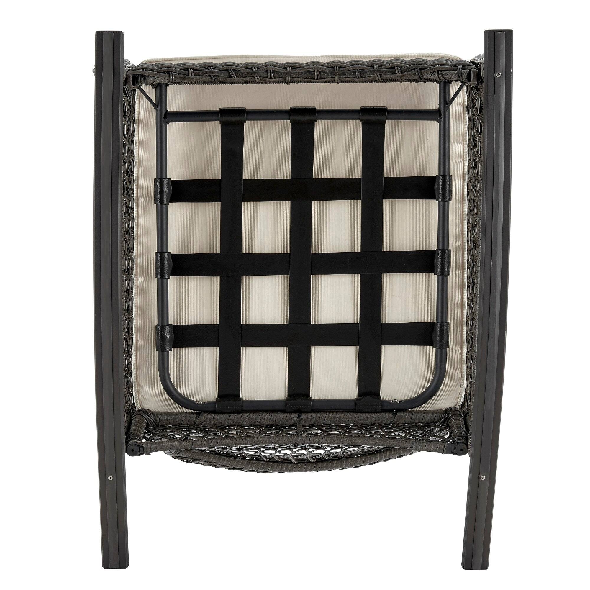 Angle. Manhattan Comfort - Fruttuo Traditional Upholstered Rocking Chair - Cream and Black.