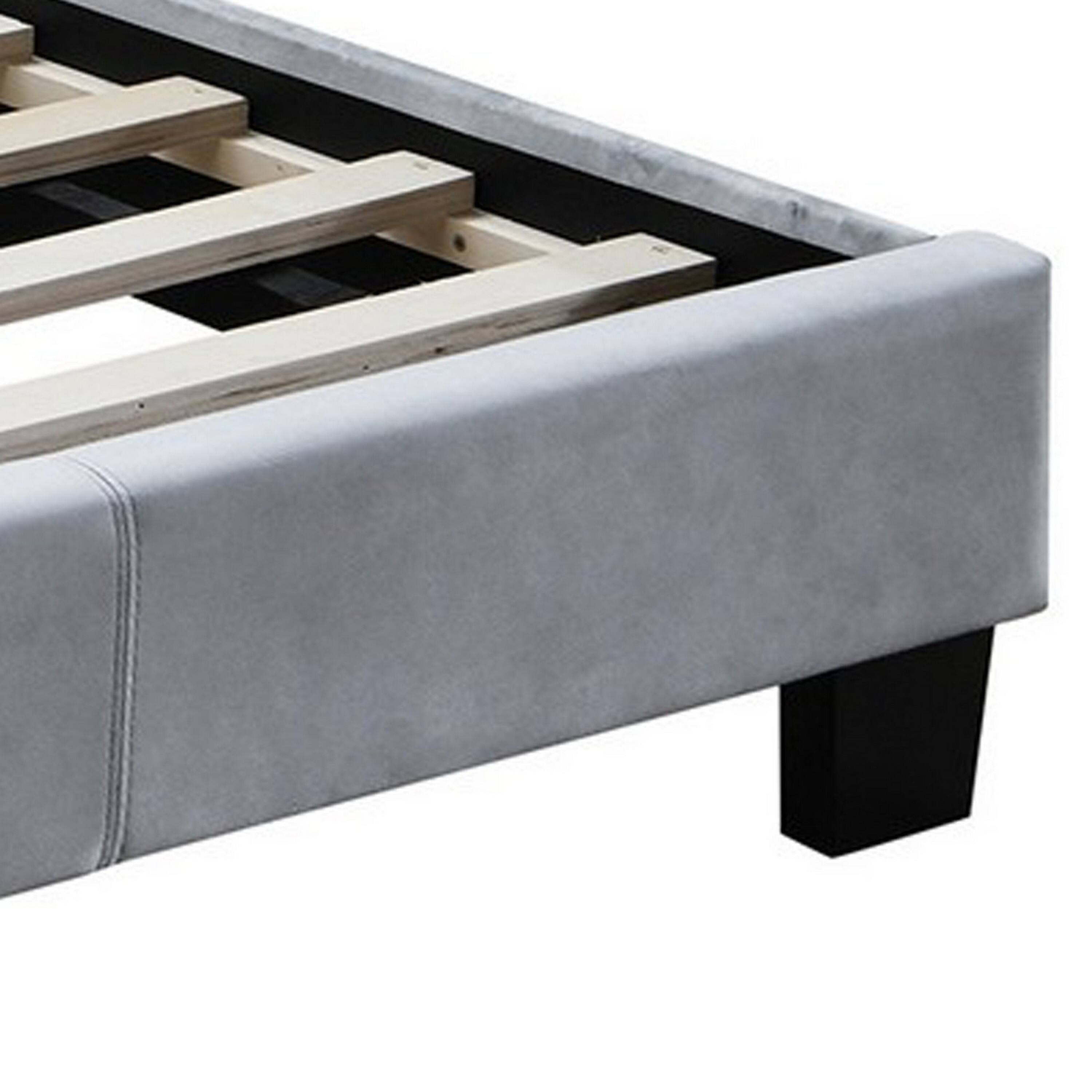 Alt View 1. Manhattan Lane - Button Tufted Twin Velvet Bed with Curved Headboard - Gray.