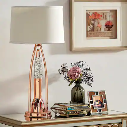 Front. APRILSOUL - Beautiful Water Dancing Table Lamp 1pc Modern Design Home Decor Copper Finish Luxurious Sparkling Decorative Night lamp - N/A.