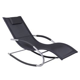 Outsunny - Zero Gravity Rocking Chair Outdoor Chaise Lounge Chair Recliner Rocker with Detachable Pillow - Black