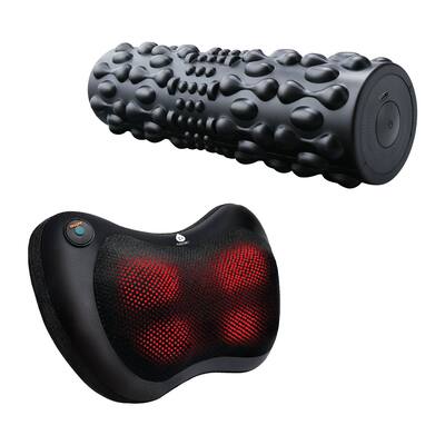Pursonic - Total Body Recovery Bundle Vibrating Foam Roller + Shiatsu Heating Neck & Back Massager - Black Pursonic - Total Body Recovery Bundle Vibrating Foam Roller + Shiatsu Heating Neck & Back Massager - Black
