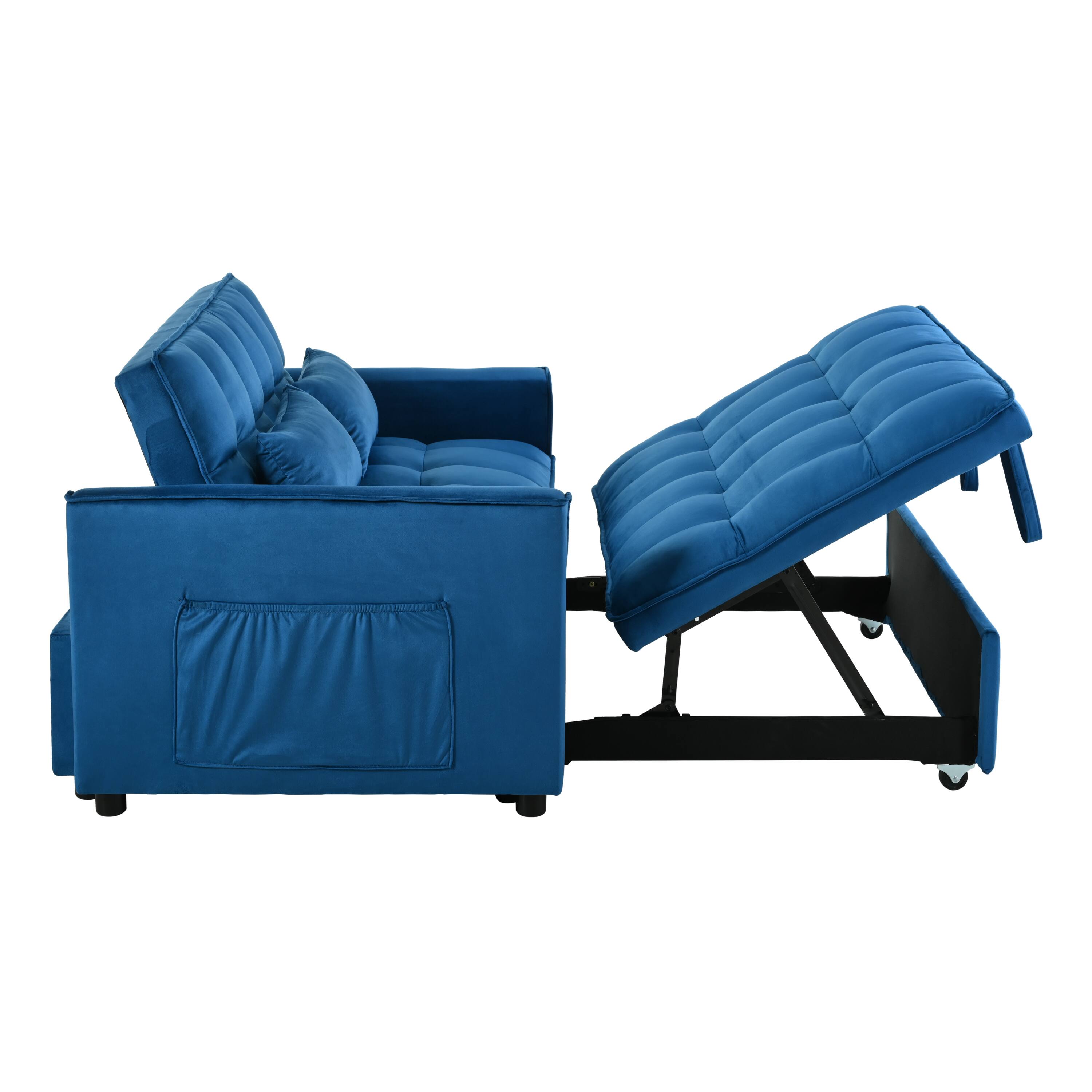 Alt View 4. APRILSOUL - Convertible Sofa Bed 3 in 1 Pull Out Reclining Backrest Pillows Full Sleeper Loveseat Living Room Home Office - Blue.
