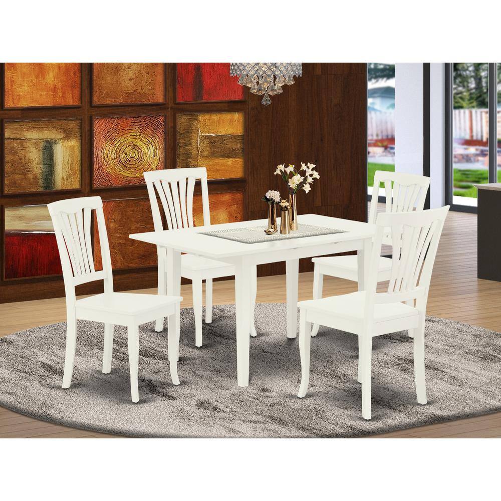 Back. East West Furniture - Dining Table- Dining Chairs - Brown.