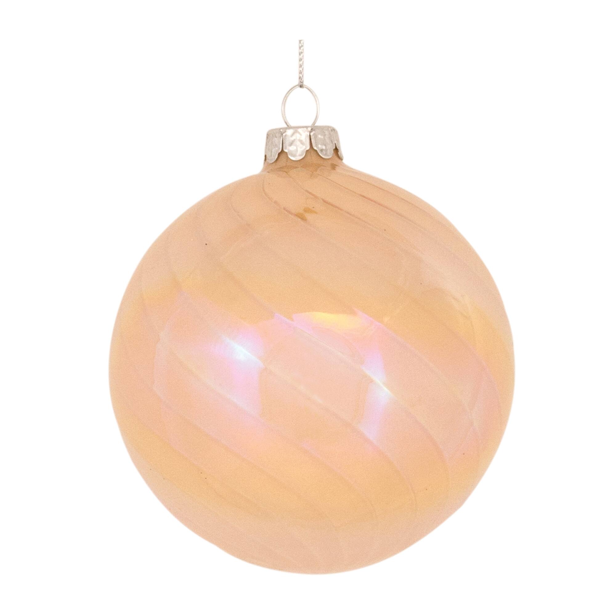 Back. BreeBe - Irredescent Glass Ornament (Set of 6) - Peach.