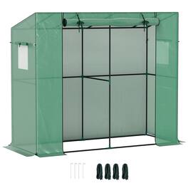 Outsunny - 6.6' x 2.5' x 5.6' Lean-to Small Greenhouse for Outdoors, Portable Greenhouse with UV-resistant PE Cover