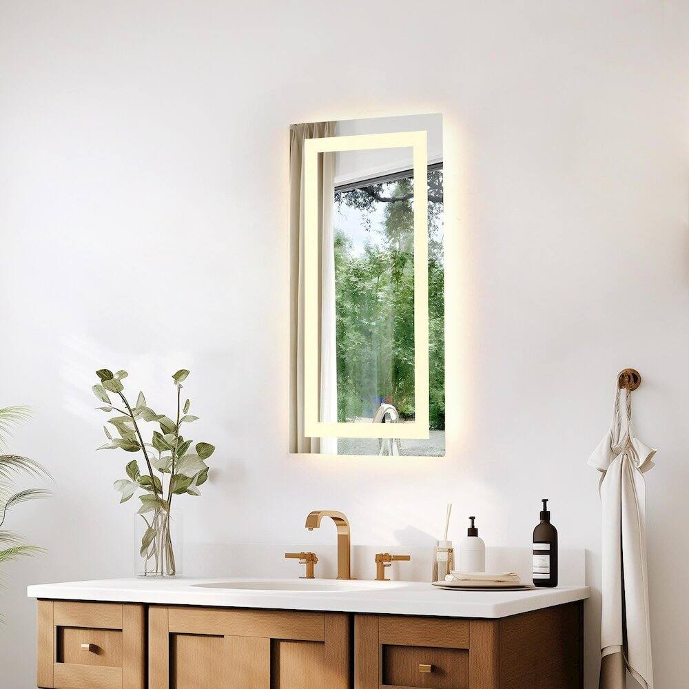 Alt View 10. Elegant Kitchen and Bath - Riven 30X20 Led Mirror, Adjustable Color 3000K/4200K/6400K - White.