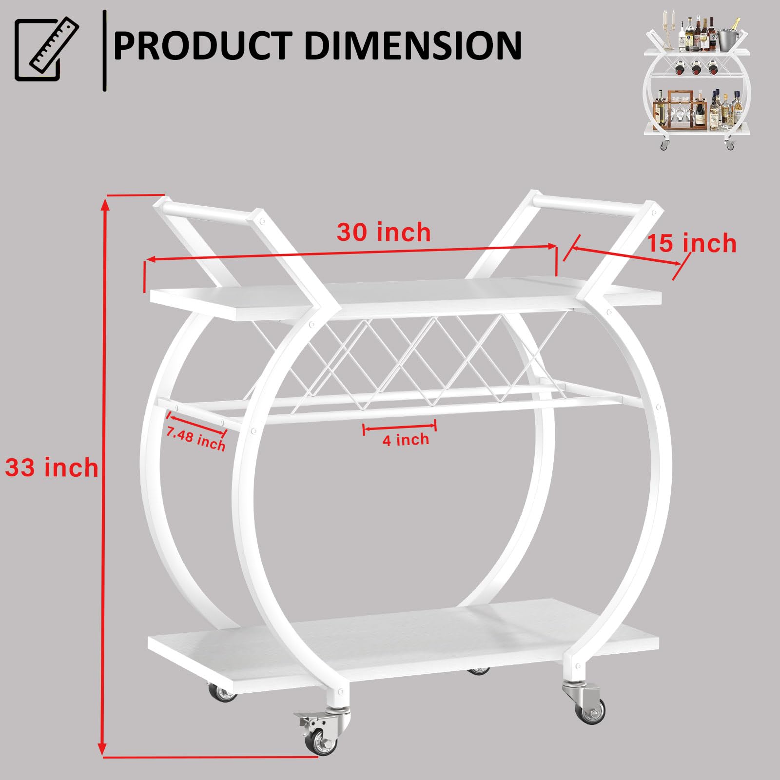 PRODUCT DIMENSION  
30 inch  
15 inch  
33 inch  
7.48 inch  
4 inch
