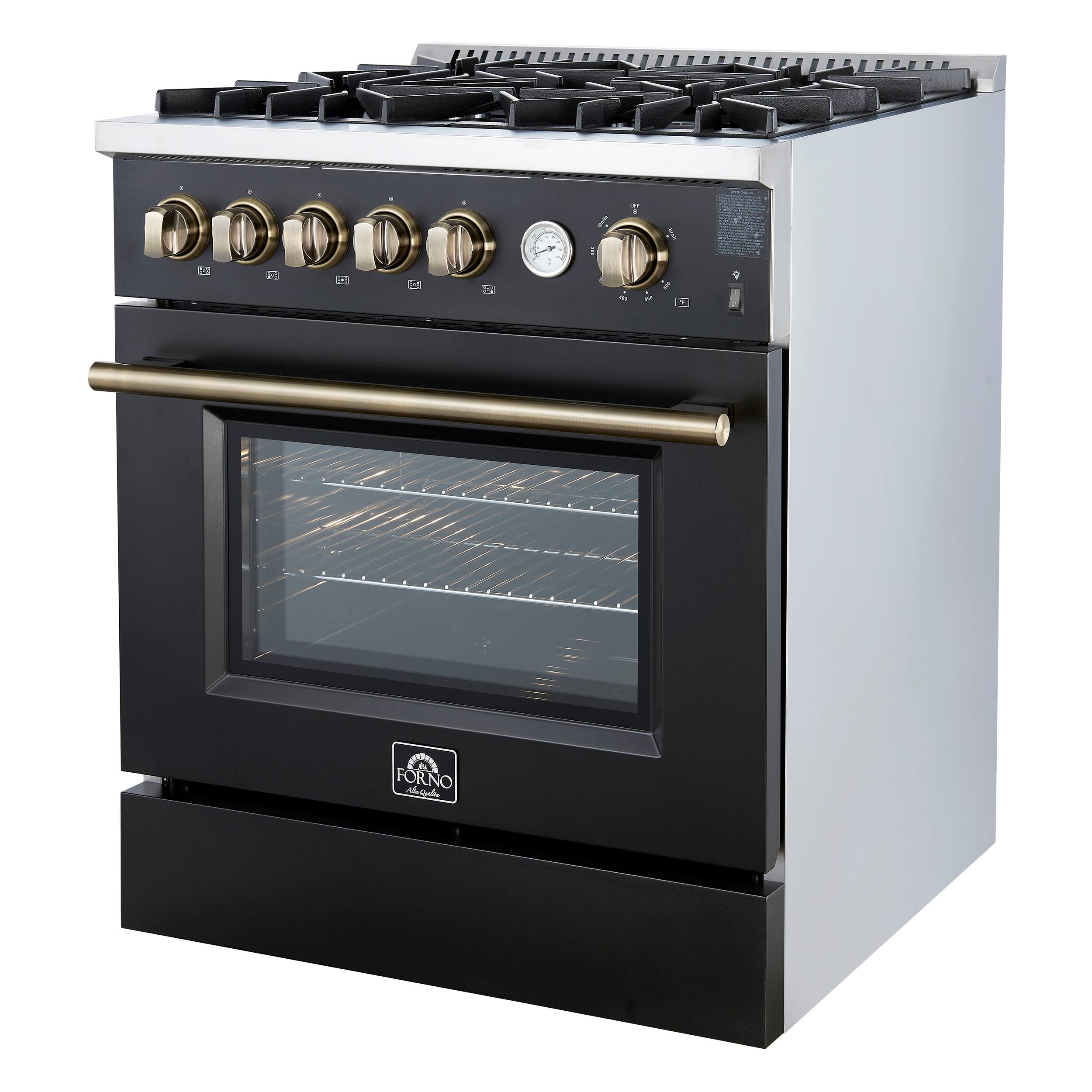 Angle. Forno Appliances - Giovanni 4.32 Cu. Ft. Freestanding Gas Convection Range - Black.