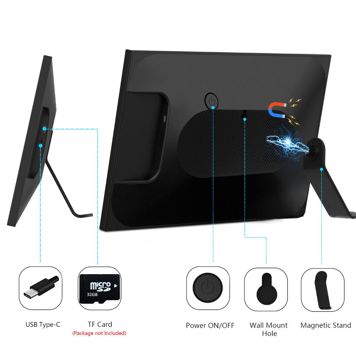C misro SP 32GB USB Type-C TF Card (Package not Included) Power ON/OFF Wall Mount Magnetic Stand Hole