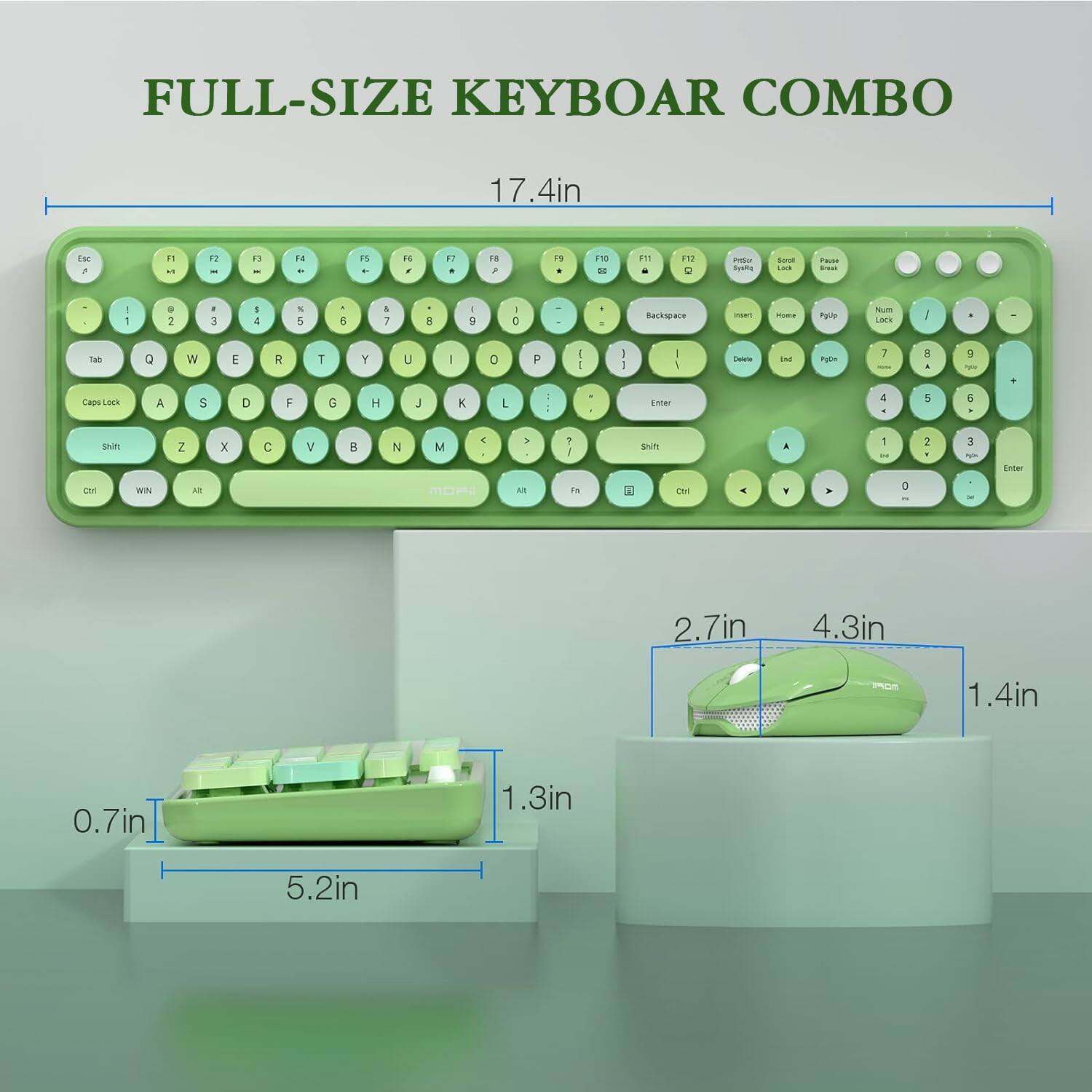 MOFii Wireless Keyboard & Mouse Combo, 2.4GHz Retro Full Size with