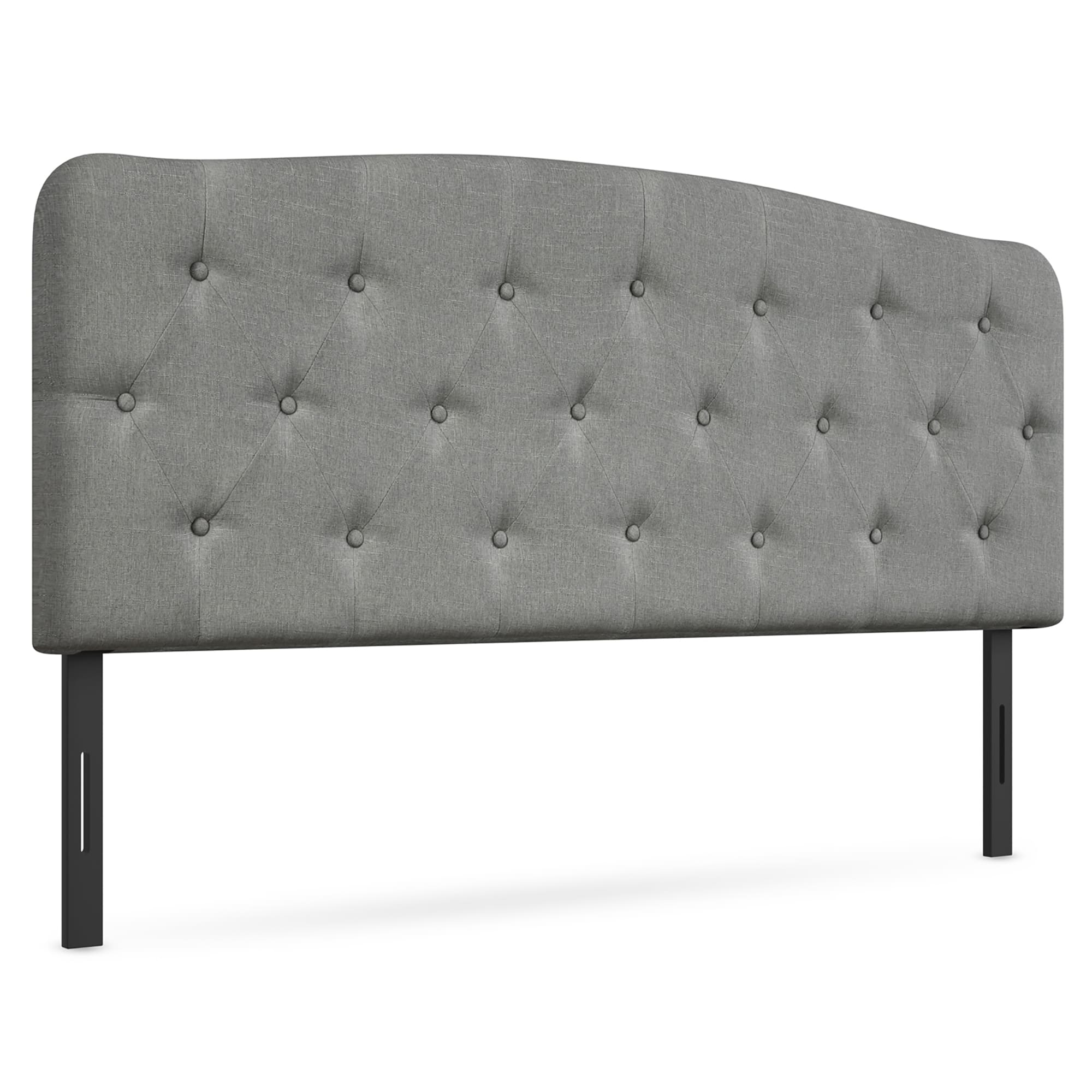 Costway - Full Size Upholstered Headboard Only Adjust Button Tufted Faux Linen - Light Gray