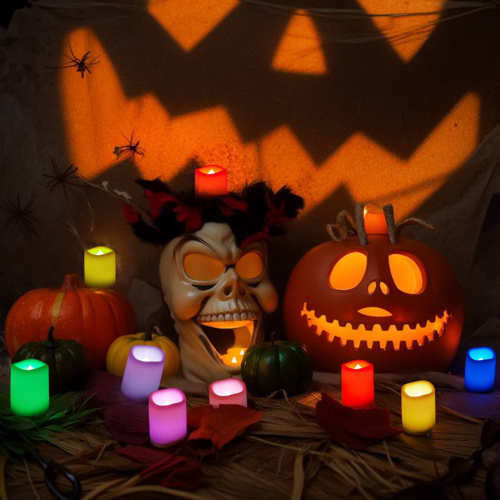 Alt View 5. IMAGE - 12 Pack Flameless Votive Candles RGB & White LED Flickering Tea Lights Candles - Multicolor.