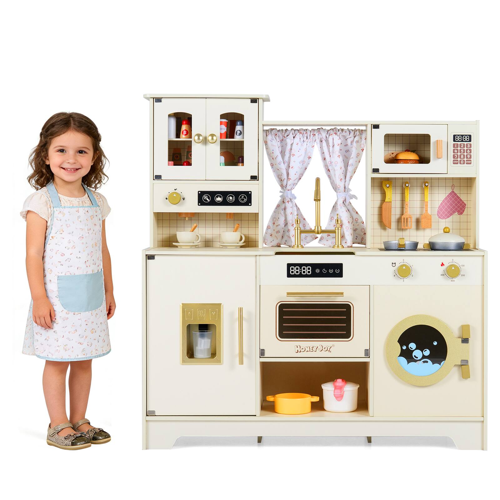Gymax - Kids Play Kitchen Wooden Toy Kitchen Playset w/ 14 Accessories - White price history on PriceWatchPro