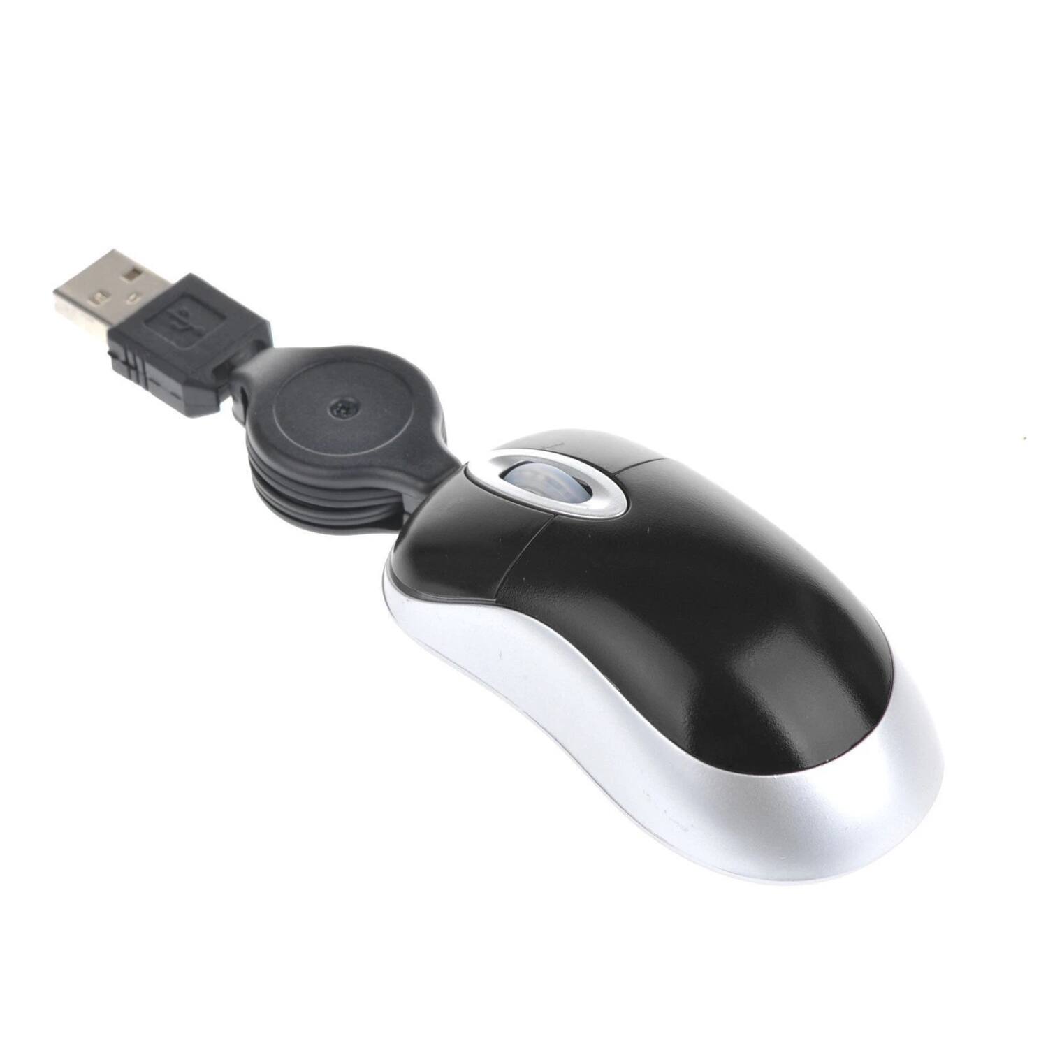 Left. Stock Preferred - Mini Retractable USB Optical Scroll Wheel Mouse - Black.