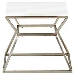 Adore Decor - Audrey Marble Side Table - Silver