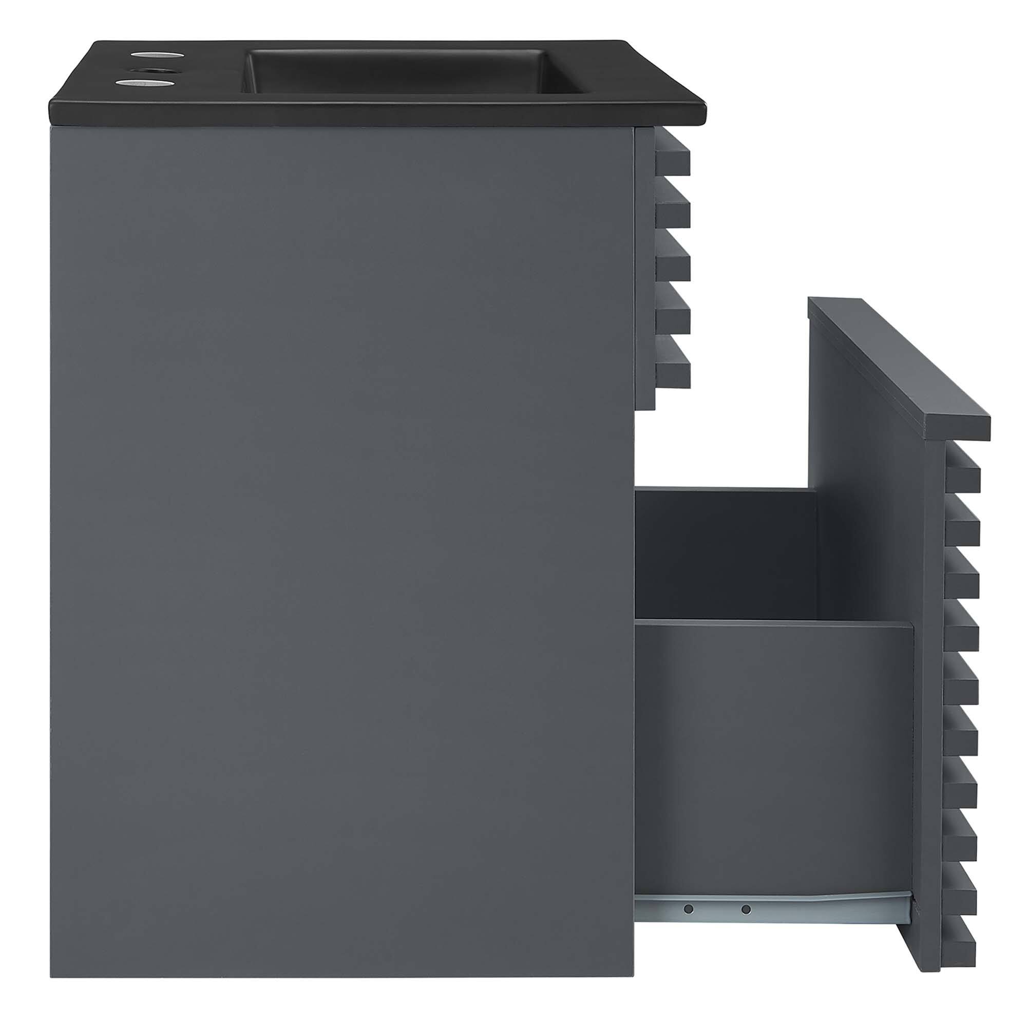 Alt View 4. Modway - Render Wall-Mount Bathroom Vanity with Black Basin Included - Gray Black.