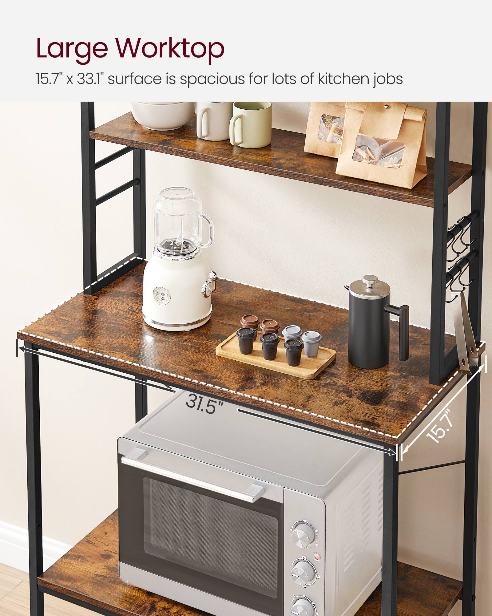 Large Worktop  
15.7" x 33.1" surface is spacious for lots of kitchen jobs
