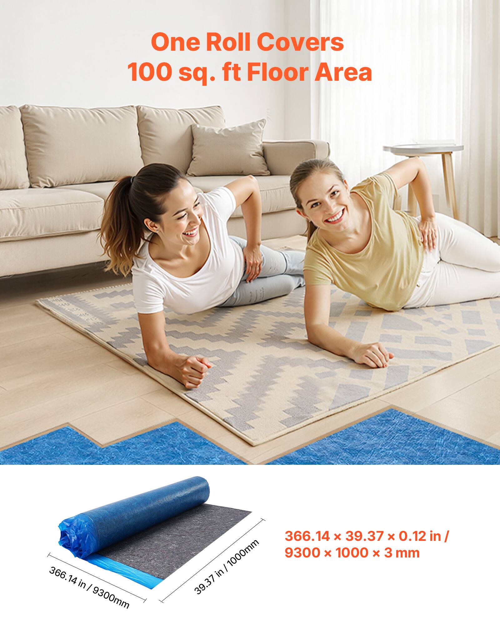 One Roll Covers 100 sq. ft Floor Area

366.14 in / 9300mm
39.37 in / 1000mm

366.14 x 39.37 x 0.12 in / 9300 x 1000 x 3 mm
