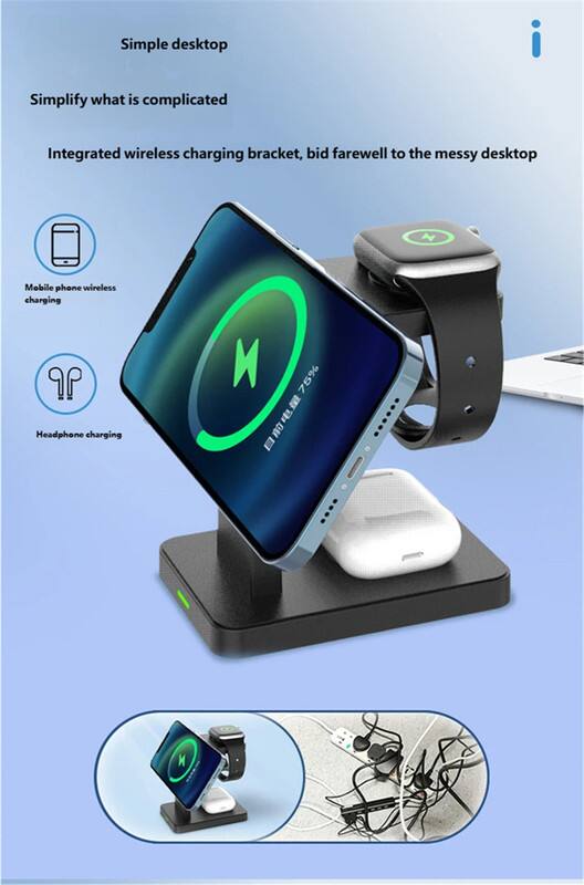 Simple desktop  
Simplify what is complicated  

Integrated wireless charging bracket, bid farewell to the messy desktop  

Mobile phone wireless charging  
Headphone charging  

75%