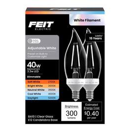 FEIT ELECTRIC - Feit BA10 E12 (Candelabra) LED Bulb Adjustable White 40 Watt Equivalence 2 pk