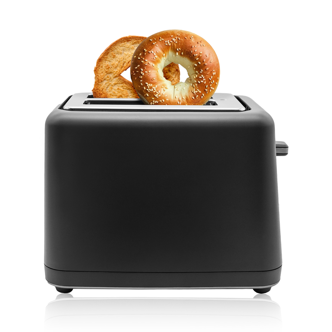 Angle. Livwell Brands - Livwell Matte Black 2-Slice Smart Touch Toaster - Matte Black.