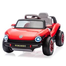 Jojoka - 12V Licensed Volkswagen Beetle Kids Ride On Car, Electric Vehicle w/ Remote Control, LED Lights, Music & Trunk - Red