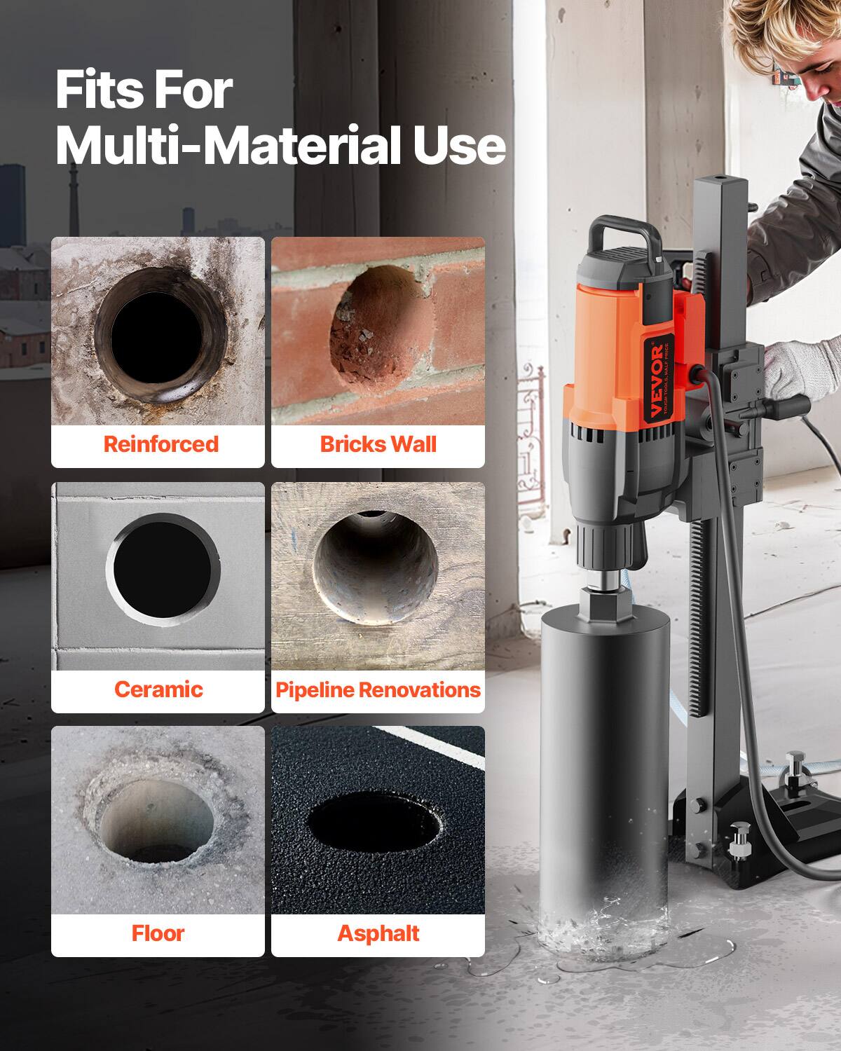 Fits For Multi-Material Use

Reinforced  
Bricks Wall  
Ceramic  
Pipeline Renovations  
Floor  
Asphalt