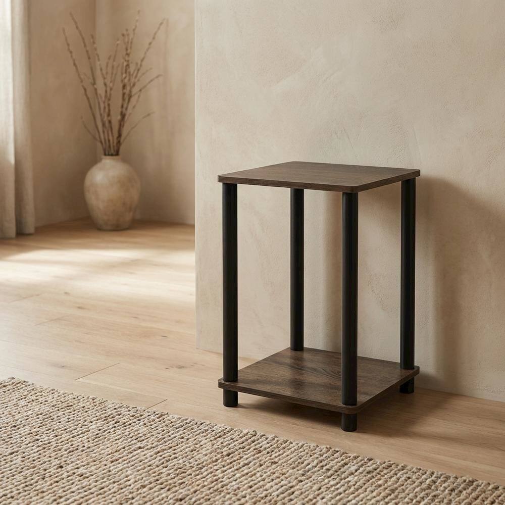 Alt View 4. FurniFact - Walnut and Brown Wooden End Table with Sleek Design - Walnut/Brown.