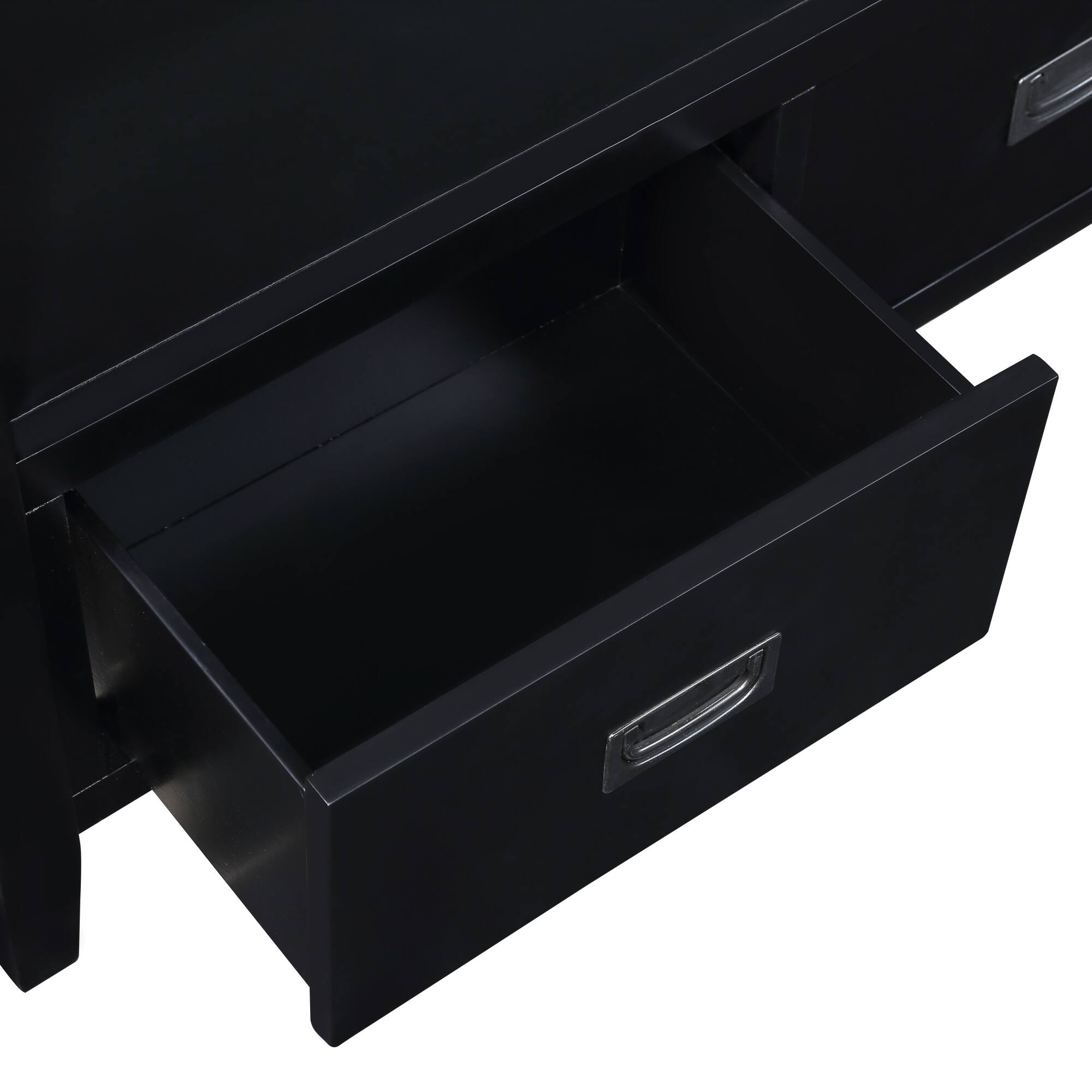 Alt View 10. GOODSILO - Farmhouse Pine Wood Console Table with Drawers and Storage Shelf for Entryway Living Room Bedroom Hallway Kitchen - Black.