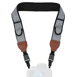 USA Gear - TrueSHOT Camera Neck Strap with Accessory Pockets (Grey Woven Pattern)