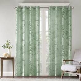 BreeBe - Palm Leaf Burnout Window Sheer 50x95' - Sage Green