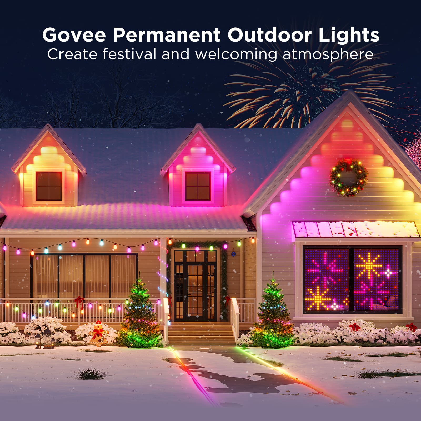 Govee Permanent Outdoor Lights Create a festival and welcoming atmosphere.
