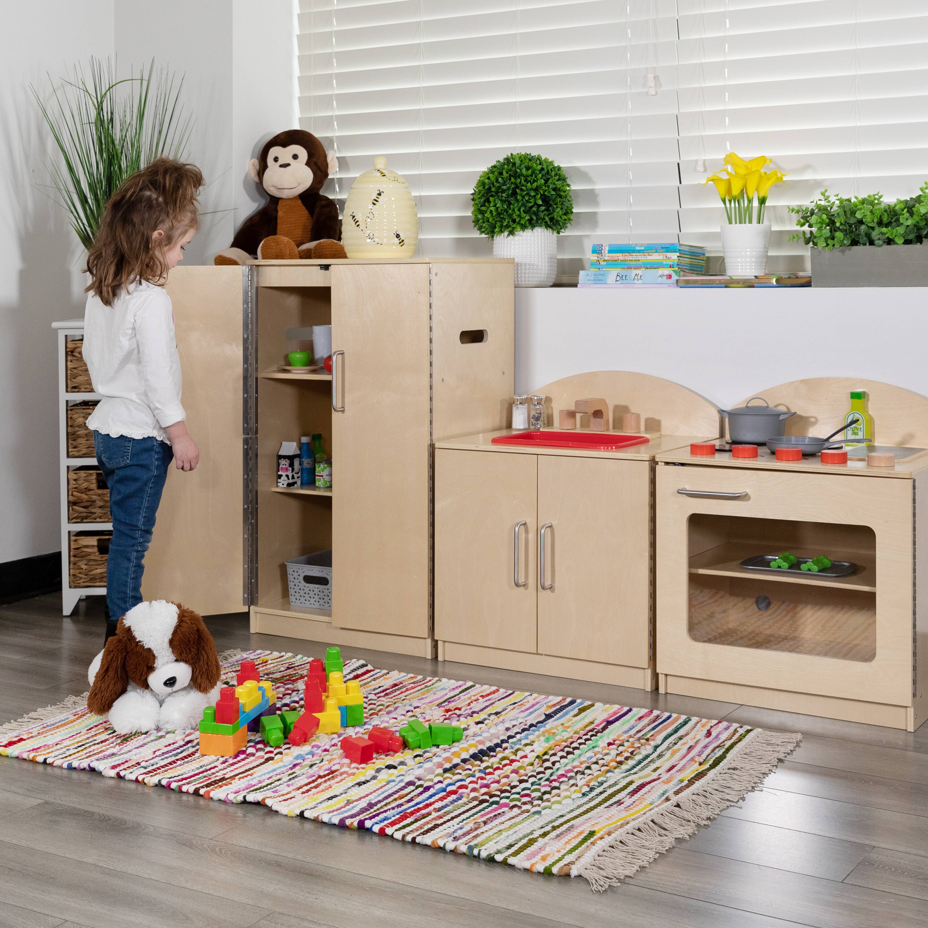Alt View 7. Emma + Oliver - Children's Wooden Kitchen Set-Stove/Sink/Refrigerator for Commercial or Home Use - Natural.