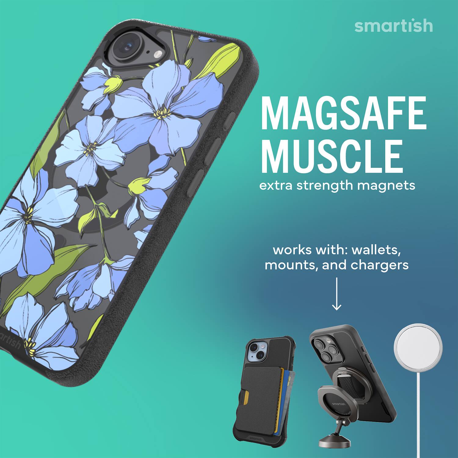 smartish MAGSAFE MUSCLE extra strength magnets works with: wallets, mounts, and chargers artish