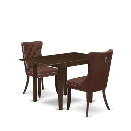 Front. East West Furniture - 3 Piece Modern Dining Table Set Consists of a Rectangle Kitchen Table - Red.