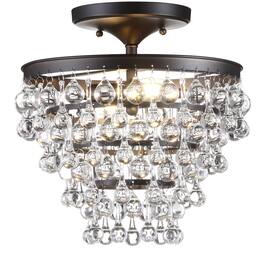 Jonathan Y - Toronto 13" Metal/Crystal LED Flush Mount, Oil Rubbed Bronze - Oil-Rubbed Bronze