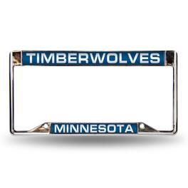Rico Industries - Minnesota Timberwolves NBA Chrome Metal Laser Cut License Plate Frame - Multi