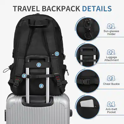 Unique Bargains 45L Expandable Travel Backpack with Shoe Compartment, TSA Approved Carry On, Fits 18" Laptop, Water Resistant Black s26030600ux1678 - Best Buy Unique Bargains 45L Expandable Travel Backpack with Shoe Compartment, TSA Approved Carry On, Fits 18" Laptop, Water Resistant Black s26030600ux1678 - Best Buy